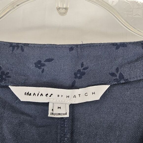 The Nines by Hatch Maternity Jumpsuit Womens Size M Cotton Blue Floral V Neck - Picture 5 of 7